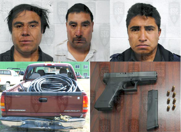 Detienen a tres por robo de fibra óptica en Zinacantepec
