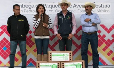 Diana Pérez Barragán entrega aves de postura en Atlapulco