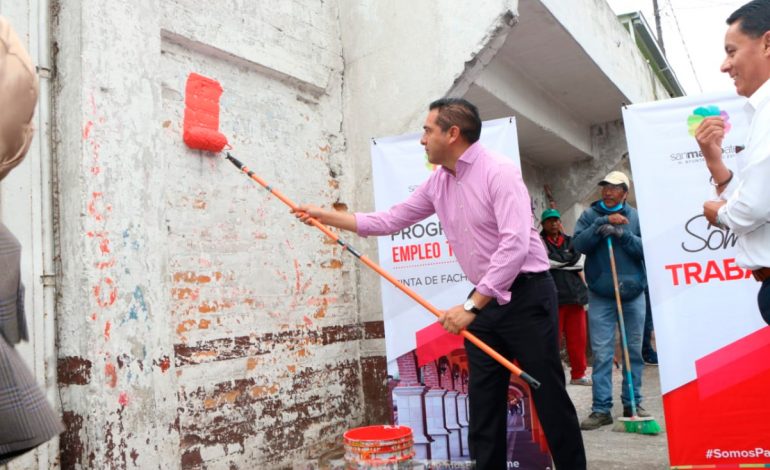 En San Mateo Atenco, inician segunda fase del Programa de Empleo Temporal (PET) con pinta de fachadas