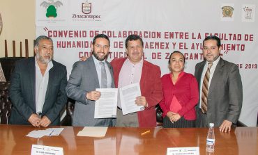 Ayuntamiento de Zinacantepec firma convenio con la Facultad de Humanidades de la UAEM