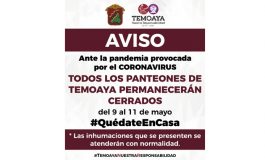Por Coronavirus, cerrarán panteones en Temoaya