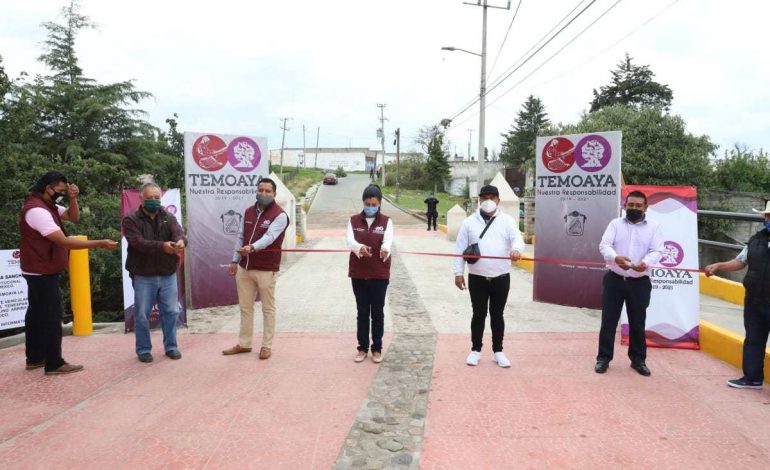 Entrega presidenta municipal rehabilitación del puente “Porfirio Díaz” en Temoaya