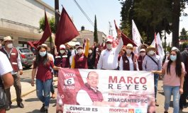 Olas de Morena, Nueva Alianza y PT inundaron las calles del centro de Zinacantepec