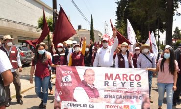 Olas de Morena, Nueva Alianza y PT inundaron las calles del centro de Zinacantepec