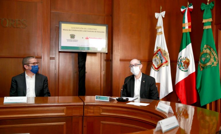 Colaboración entre UAEM y Grupo Santander de México fortalecerá infraestructura educativa universitaria 