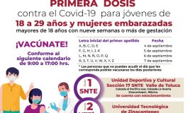 Lista la vacuna anticovid para jóvenes de 18 a 29 años en Zinacantepec