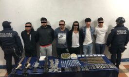 Atrapan policías de Tenango y de la SSEM a seis sujetos, entre ellos, un menor de edad, presuntamente relacionados con un grupo delincuencial de Jalisco