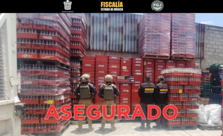 Golpe al robo de mercancía: recuperan casi 250 mil envases de refresco en cateos en Edoméx